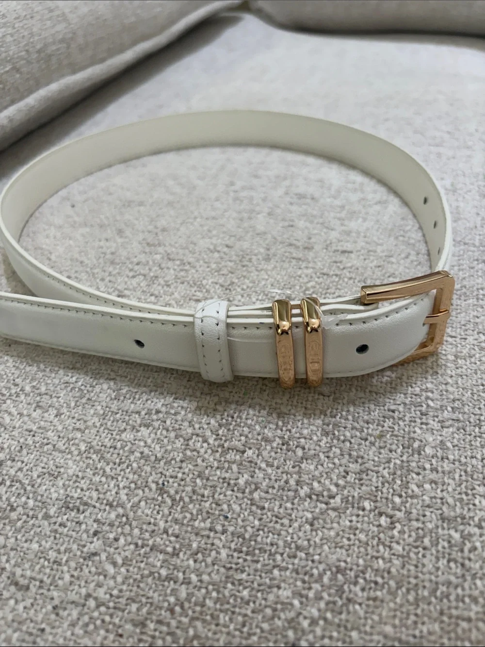 Set of 2 Kids Belts with Gold Buckles - White & Black